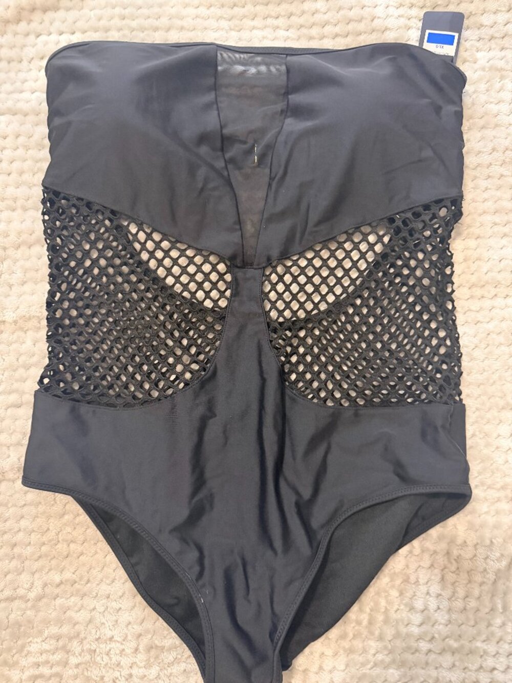 Rachel Roy Black Mesh One piece bathing suit